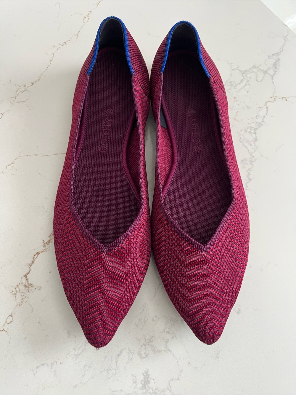 Rothy's Women's The Point Knit Flats - Cabernet Herringbone